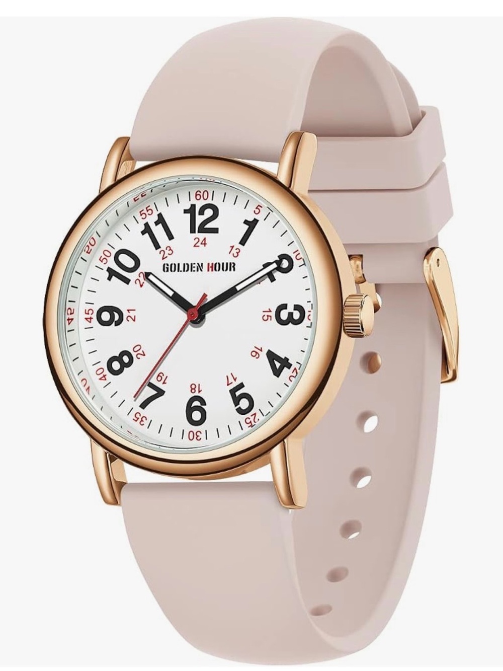 Rose Gold Case Watch with Blush Pink Silicone Strap
